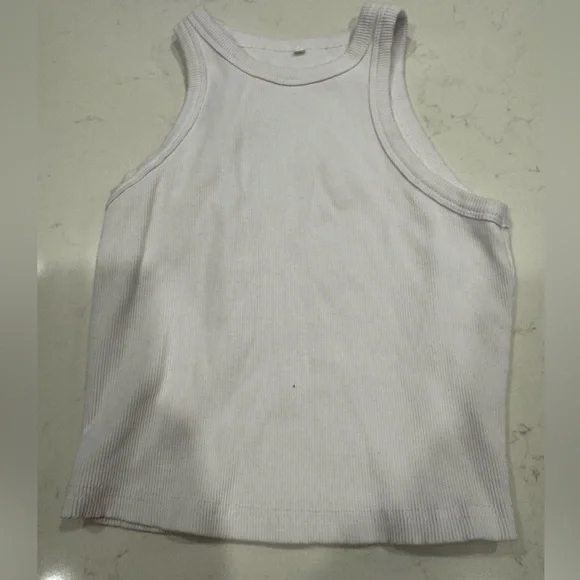 White Ribbed Tank Top - Picture 1 of 2